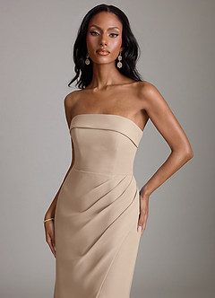 Azazie Aretha Bridesmaid Dresses Taupe A-Line Strapless Chiffon Dress image7