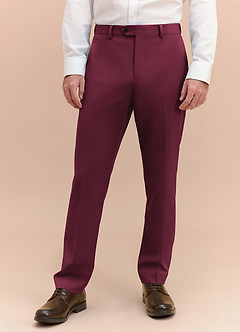 front James Burgundia Pantaloni eleganți elastici structurați