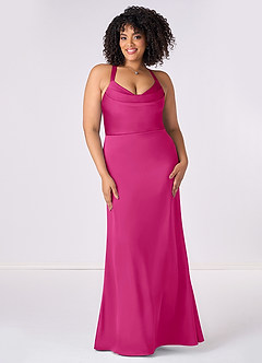 Barbie ♥ Azazie Bridesmaid Dresses Barbie Pink Mermaid Pleated Stretch Satin Dress image6