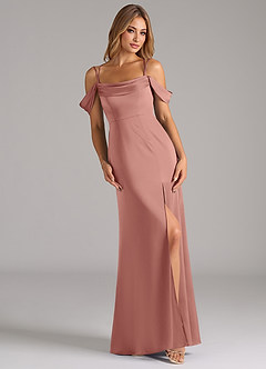 Azazie Callan Bridesmaid Dresses Rosette A-Line Pleated Stretch Satin Convertible Dress image1