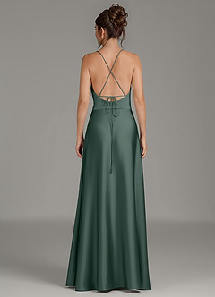 Azazie Eris Bridesmaid Dresses Sea Moss A-Line Pleated Stretch Satin Dress image6