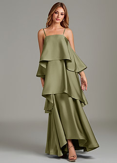 Azazie Azalea Bridesmaid Dresses Pistachio A-Line Ruched Stretch Satin Dress image6