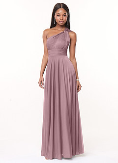 Azazie Charlize Bridesmaid Dresses Dusty Rose A-Line One Shoulder Mesh Dress image3