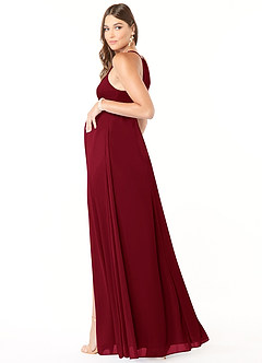 Azazie Annabelle vestidos de dama de honor de maternidad Vestido de Corte En A Cuello en V plisado Hasta el suelo Malla image5