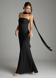 Azazie Saylor Brudtärnklänningar Klä av Sjöjungfru i Chiffong Axelbandslös Svart image8