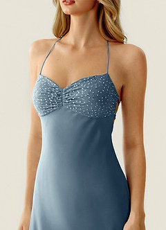 Valerianaire Powder Blue Beading Satin Vacation Dress image5