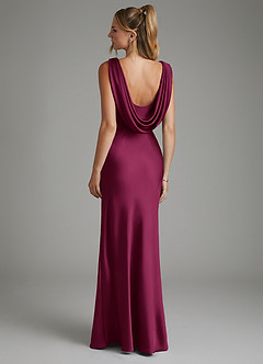 Azazie Elena Bridesmaid Dresses Red Plum Mermaid Pleated Stretch Satin Dress image2
