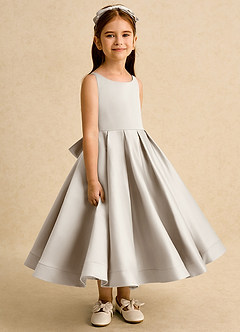 Azazie Babs vestidos de niña de las flores Vestido de Escarcha de Satin Mate de Princesa con Plisado image3