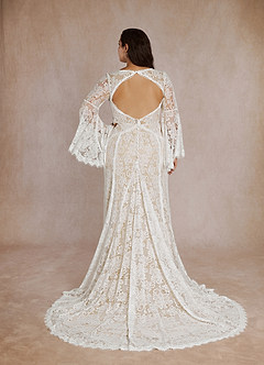Azazie Hayes Robes de mariée Robe Sirène en Dentelle Col en V Diamant Blanc Champagne image10