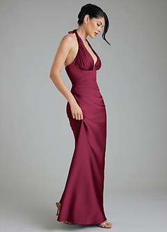 Azazie Torrance Bridesmaid Dresses Burgundy Mermaid Corset Stretch Satin Dress image7
