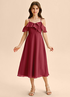 Azazie Kamilla Junior Klä av A-Line i Chiffong Av axeln image6