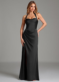 Azazie Serenity Bridesmaid Dresses Black Mermaid Sweetheart Neckline Stretch Satin Dress image1
