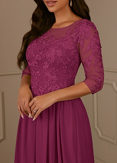 Azazie Harriet Mother of the Bride Dresses Mulberry A-Line Scoop lace Mesh Dress image5