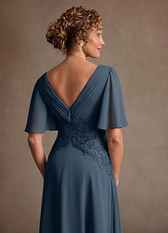 Azazie Milliat 신부의 어머니 드레스 A라인 레이스 쉬폰 플로어 길이 드레스 image6