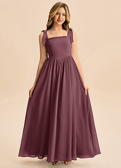 Azazie Delia Junior Abito A-Line in Chiffon Fiocco Sangria image3