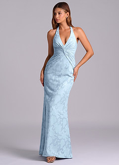 Azazie Valerie 신부 들러리 드레스 인어 주름진 플로럴 번아웃 바닥 길이 드레스 image4