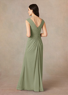 Azazie Sally Mother of the Bride Dresses Pistachio A-Line V-Neck Pleated Chiffon Dress image4