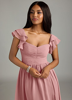 Azazie Anaya Jurken voor bruidsmeisjes Jurk van Chiffon met A-Lijn Geplooid Stoffige Roos image6