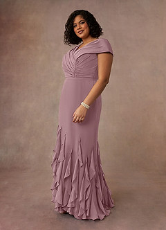 Azazie Bailora vestidos de madre de la novia Vestido de Rosa Polvorienta de Gasa de Sirena con Volante image7