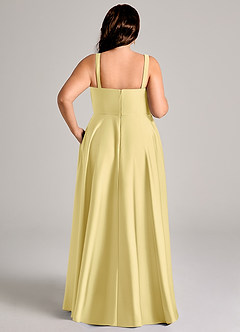 Azazie Shaude Bridesmaid Dresses Lemon Sorbet A-Line Pleated Stretch Satin Dress image13