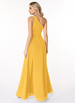 Azazie Dallas Bridesmaid Dresses Marigold A-Line One Shoulder Chiffon Dress image2