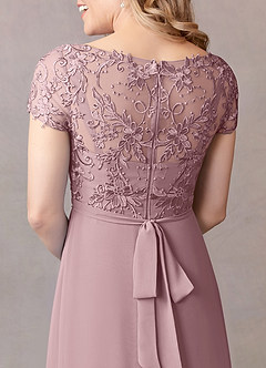 Azazie Mamie Mother of the Bride Dresses Dusty Rose A-Line Lace Chiffon Dress image6