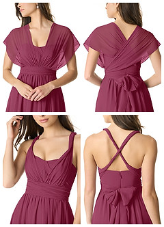 Azazie Olani Bridesmaid Dresses Mulberry A-Line Off the Shoulder Chiffon Convertible Dress image6