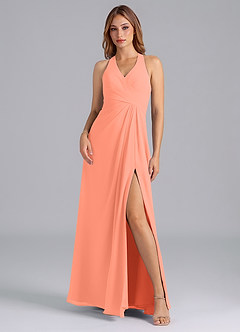 Azazie Dorota Bridesmaid Dresses Sunset A-Line Pleated Chiffon Dress image3