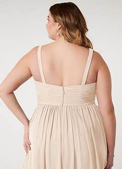 Azazie Chanel Abiti da Damigella Abito A-Line in Chiffon Plissettato Alabastro Bianco image11