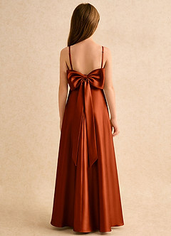 Azazie Joella Girls Formal Flower Girl Klänningar Klä A-Line i Stretch Satin Plisserad image1