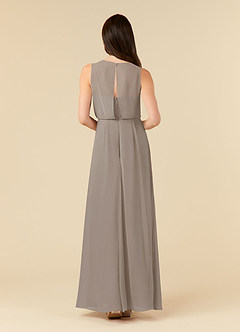 Azazie Marchioness Mother of the Bride Dresses Taupe A-Line Scoop Pleated Chiffon Dress image2