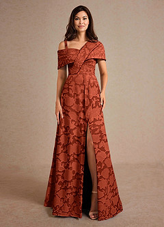 Azazie Milton 신부의 어머니 드레스 A라인 주름진 플로럴 번아웃 플로어 길이 드레스 image6