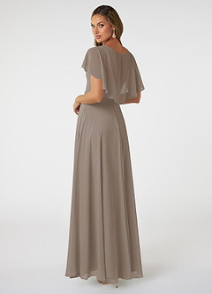 Azazie Jamie Bridesmaid Dresses Taupe A-Line Chiffon Dress image4