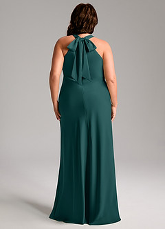 Azazie Doretta Bridesmaid Dresses Pine Mermaid Pleated Stretch Satin Dress image10
