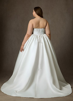 Azazie Mirabeth Wedding Dresses Diamond White Ball-Gown Strapless Lace Dress image13