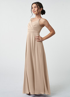 Azazie Avelina Junior A-Linie Plissee Chiffon Kleid Taupe image4