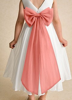 Azazie Margot vestidos de niña de las flores Vestido Marfil Rosa Salmón de Gasa de Línea A con Plisado image8