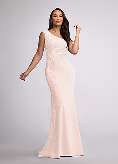 Azazie Juliane Mother of the Bride Dresses Blushing Pink Mermaid Sequins Lace Dress image1