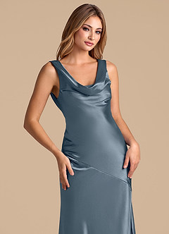 Azazie Rylina Brautjungfernkleider Meerjungfrau-Linie Metallischer Satin Kleid Zwielichtviolett image7