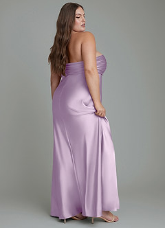 Azazie Saylor Vestidos de damas de honor Vestido Lila Esmerilada de Satén Elástico de Corte Sirena con Palabra de honor image12