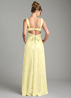 Azazie Cheyenne Robes de demoiselle d'honneur Robe Trapèze en Jacquard floral dévoré Plissé Sorbet Citron image2