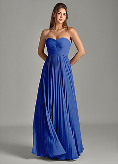 Azazie Chiana Abiti da Damigella Abito A-Line in Chiffon Senza Cinturino Blu Reale image2