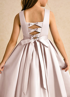 Azazie Junebuj Flower Girl Dresses Rose Petal Ball-Gown Pleated Matte Satin Dress image7