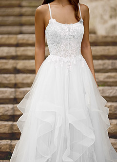 Mosaic White Ruffle Prom Dress image6