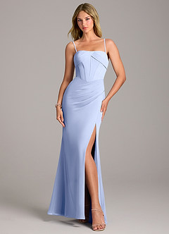 Azazie Chantel Robes de demoiselle d'honneur Robe Fourreau Convertible en Mousseline de soie Sans bretelle Eis image5