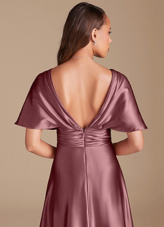 Azazie Pamela Bridesmaid Dresses Vintage Mauve A-Line Pleated Metallic Satin Dress image7