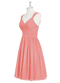 Azazie Angie Brautjungfernkleider A-Linie Korsett Chiffon Kleid Koralle image9