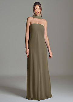 Azazie Ilana Bridesmaid Dresses Willow Green A-Line Strapless Chiffon Dress image4
