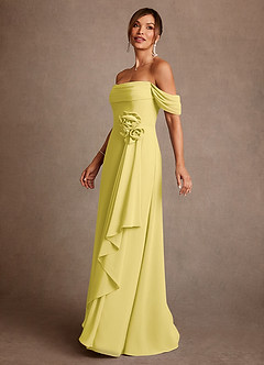 Azazie Amherst Klänningar till brudens mor Klä A-Line i Chiffong Av axeln Kanariefågel image4