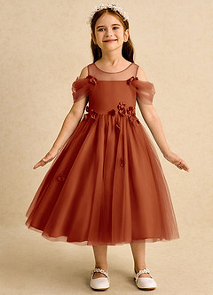 Azazie Juni vestidos de niña de las flores Vestido de Pimenton de Tul de Princesa con Plisado image4
